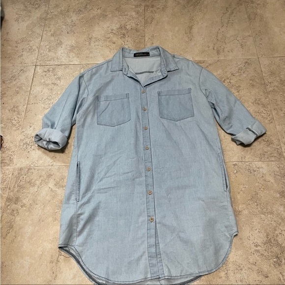 Zanzea long sleeves button down chambray shirt dress/tunic. Size medium. - Picture 5 of 5